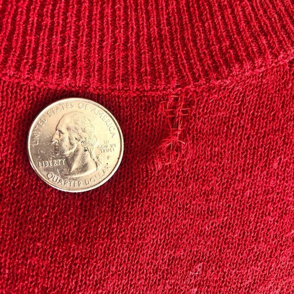 Saturdays NYC Sweater Sean Mock Turtleneck Red Crepe Rib *FLAW* size Medium - Picture 15 of 16